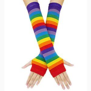 PRIDE Rainbow Finglerless Elbow Gloves One Size